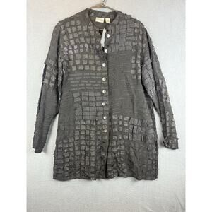 NWT Women's Size 1 Chico's Jacket Black Shimmer Remnants Sarah Button Up Top